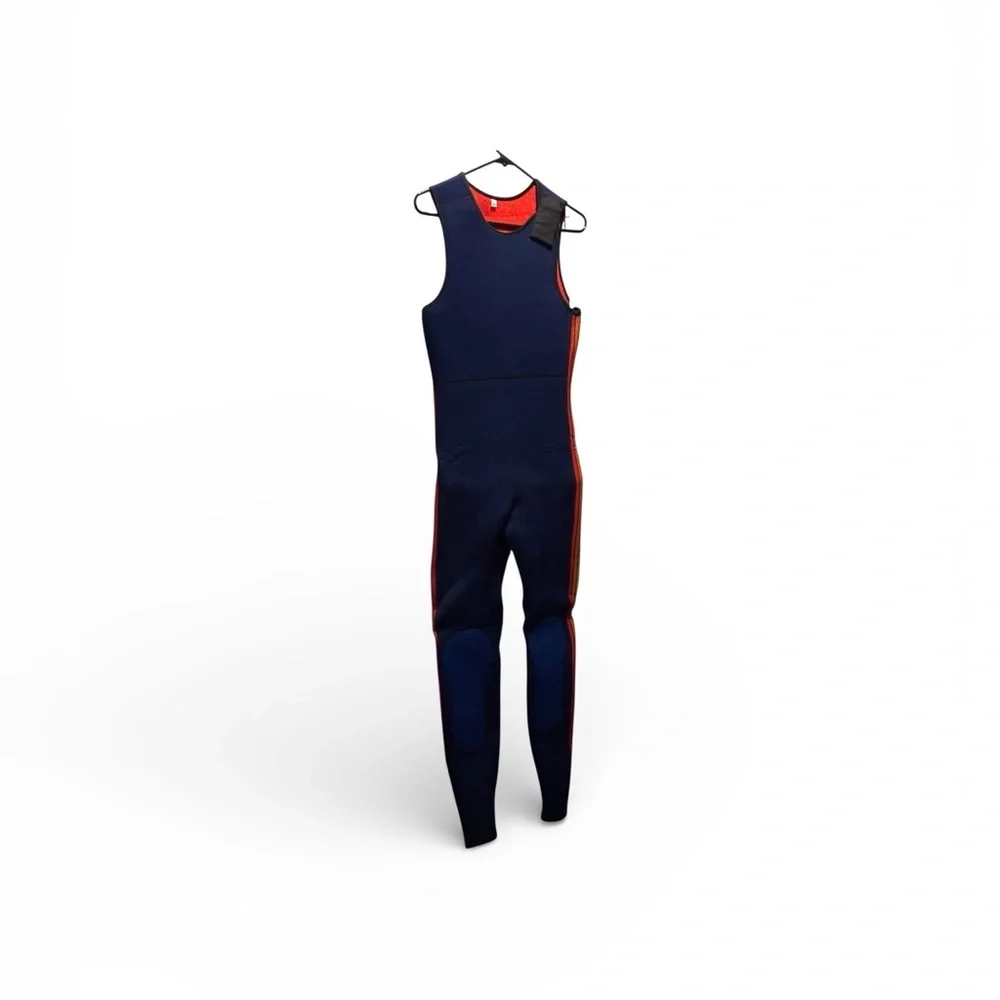 Men's Navy Swim Rash Guard Set with Red and Yellow Trim